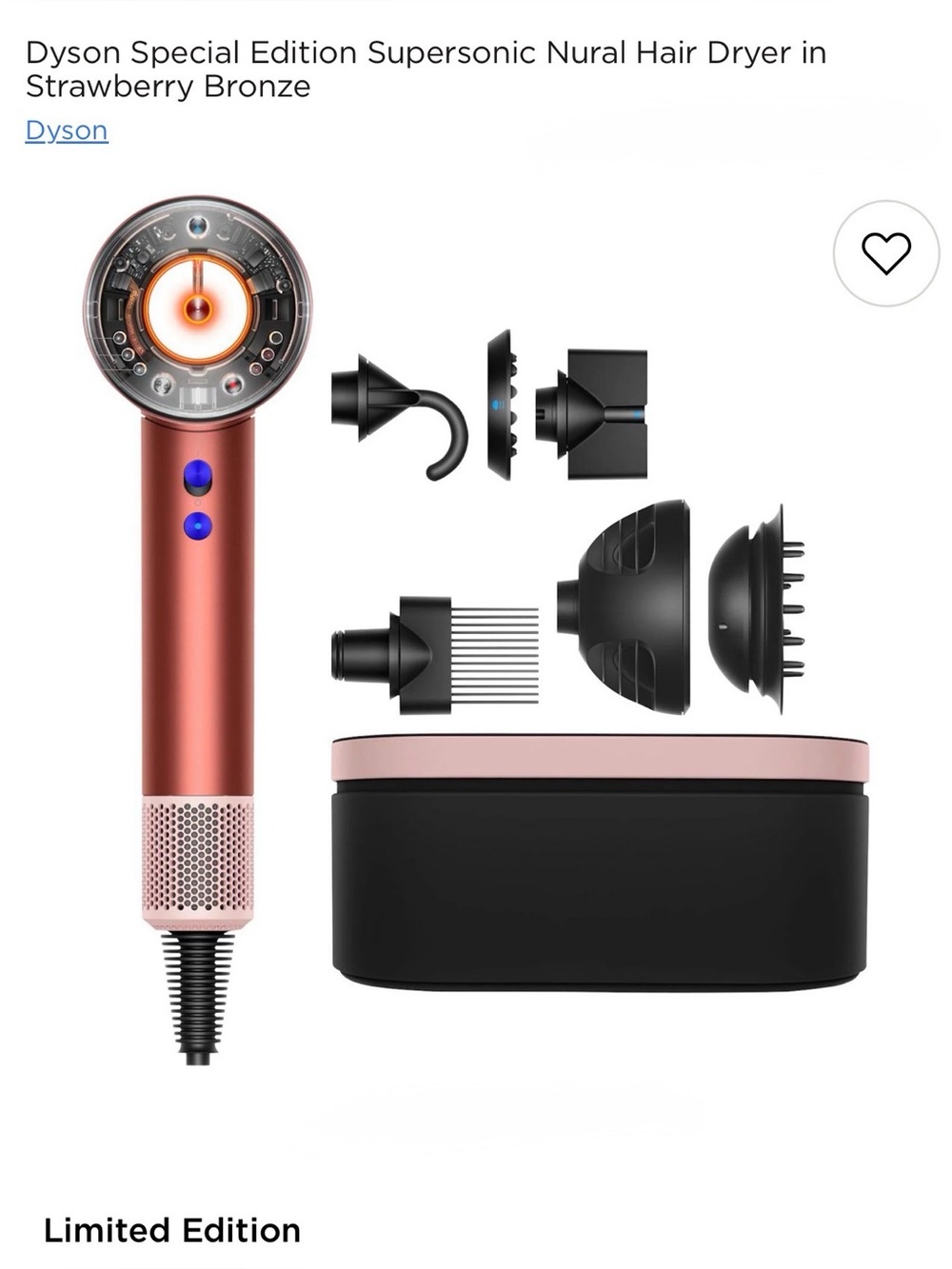 NEW! Dyson Supersonic Nural™ Hair Dryer
Strawberry Bronze/Pink *Limited Edition*